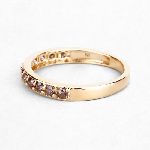 0.45 Carat Genuine Champagne Diamond 14K Yellow Gold Ring (I1-I2)