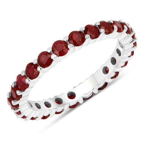 1.63 Carat Genuine Ruby 14K White Gold Ring