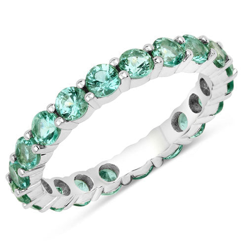 2.00 Carat Genuine Zambian Emerald 14K White Gold Ring