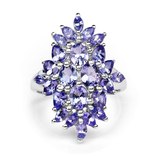 3.40 Carat Genuine Tanzanite .925 Sterling Silver Ring