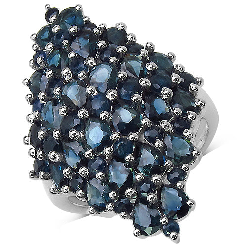 4.70 Carat Genuine Blue Sapphire .925 Sterling Silver Ring