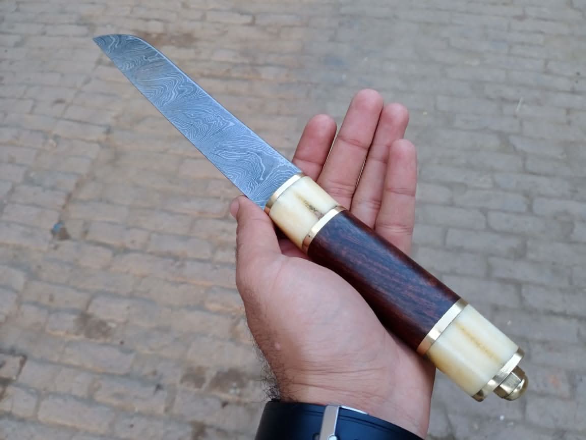 Skalder's Rosewood Seax Knife 11" Handmade Damascus Steel Viking Blade